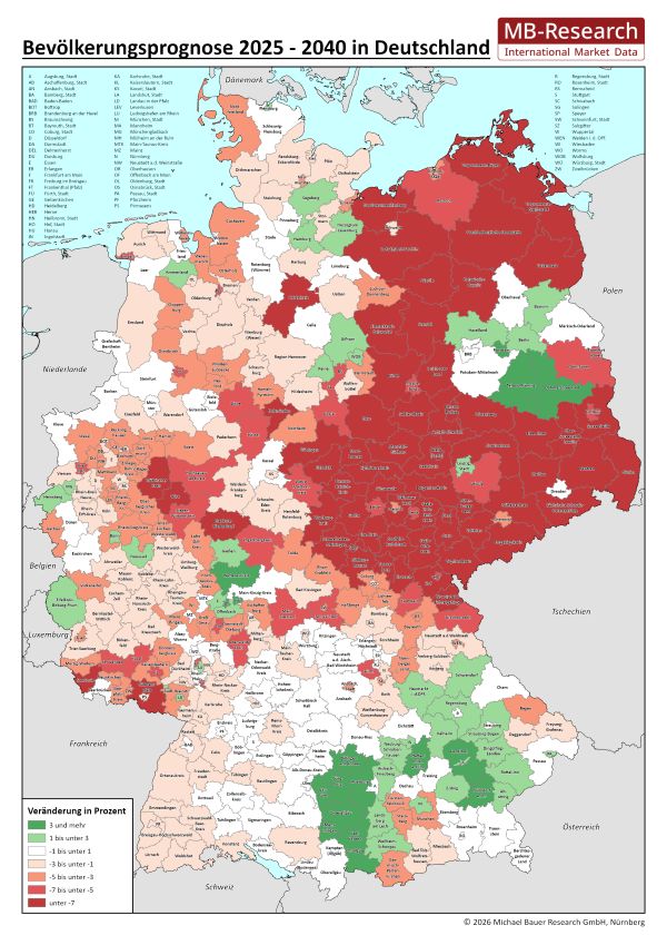 Bevölkerungsprognose für Deutschland von 2025 bis 2030 auf Ebene der Stadt- und Landkreise Bevölkerungsprognose für Deutschland von 2025 bis 2040 auf Ebene der Stadt- und Landkreise